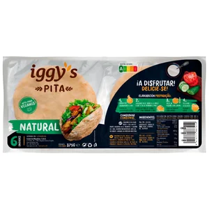 IGGY"S Pan de Pita natural, apto para veganos 6 uds.