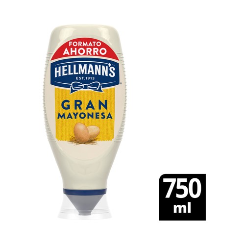 HELLMANN"S Salsa mayonesa en formato bote bocabajo 750 ml.
