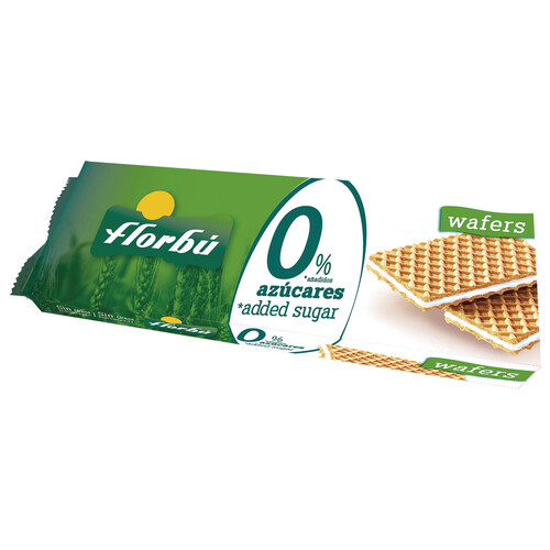 Alcampo FLORBÚ Galletas de barquillo rellenas sin azúcares añadidos 150 g