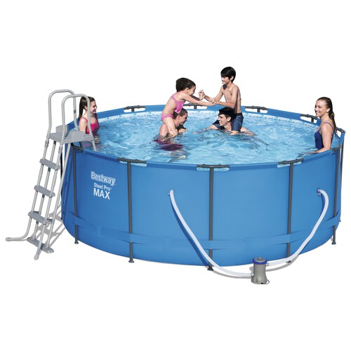 Piscina tubular con estructura metálica BESTWAY medidas 3,66x1,22 mts. con depuradora 2.006 litros/hora, escalera y cobertor