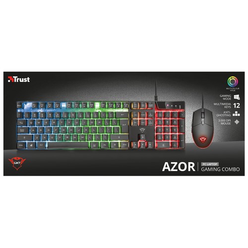 Teclado y ratón gaming TRUST GXT 838 Azor, iluminación led, 3000dpi, conexión Usb.