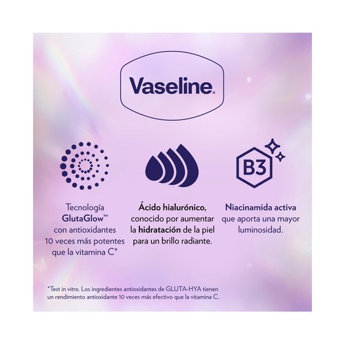 VASELINE Gluta-hya Sérum corporal hidratante que combate la piel apagada, dejándola luminosa 200 ml.