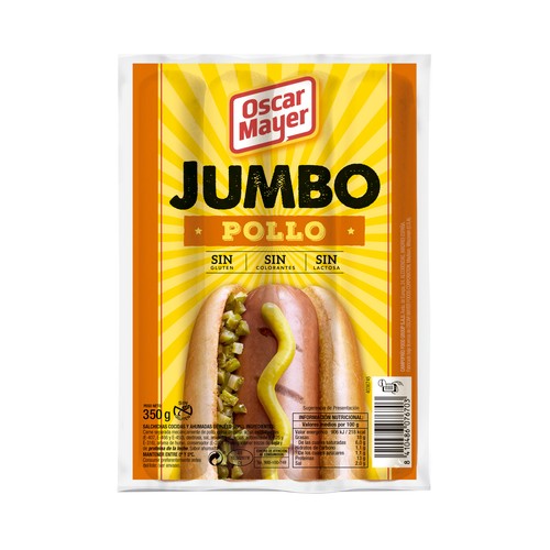OSCAR MAYER Jumbo Salchichas cocidas y ahumadas de pollo 350 g.