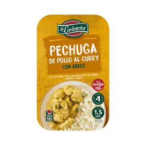 Imagen de LA CARLOTEÑA Pechuga de pollo al curry con arroz, lista para calentar y comer 300 g.