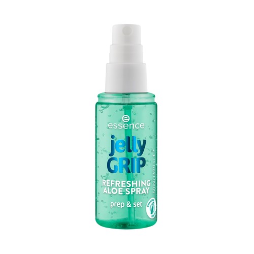ESSENCE Grip refreshing aloe Spray hidratante de fijación, textura gel a bruma y acabado fresco.