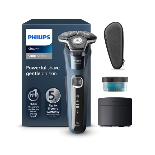Afeitadora eléctrica sin cable PHILIPS S5887/10, cuchillas SteelPrecision, cabezales flexibles. cortapatillas desplegable..
