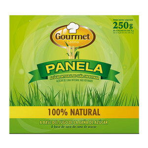 GOURMET LATINO Panela en sobres a base de caña de azúcar 100% natural GOURMET LATINO 250 g.