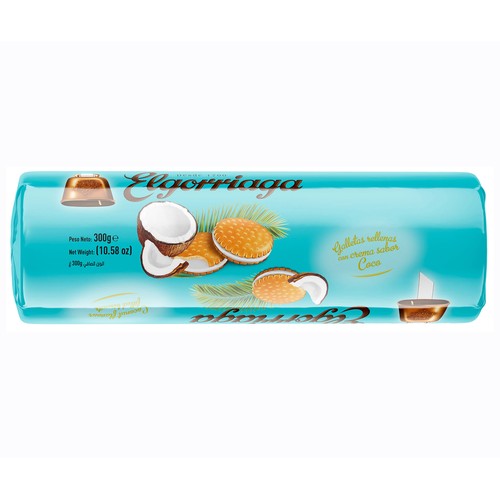 ELGORRIAGA Galletas rellenas de crema con sabor a coco 300 g.