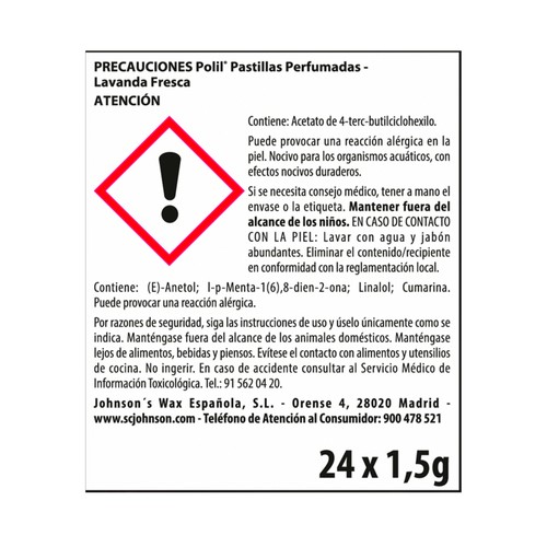 POLIL Antipolillas en pastilla perfumadas lavanda 24 uds. x 1,5 g.