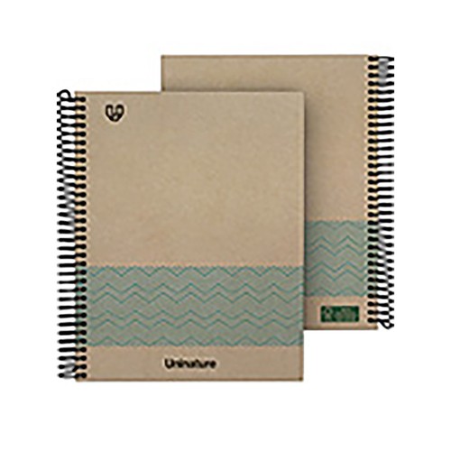 Cuaderno de espirales A4, 80 hojas de 90 gr, 4 x 4, surtido de diseños, UNINATURE.