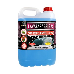 5 litros de líquido limpiaparabrisas con efecto anti-lluvia, anti-mosquitos y fresco olor a manzana UNYCOX.