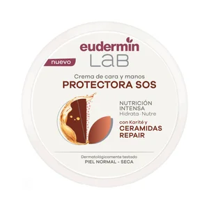 EUDERMIN Lab Crema nutritiva e hidratante de cara y manos con glicerina y karité, para pieles normales a secas 200 ml.
