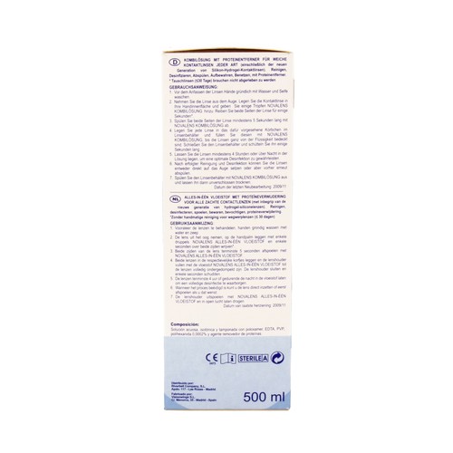 NOVALENS Solución única para todo tipo de lentes de contacto blandas NOVALENS 500 ml.
