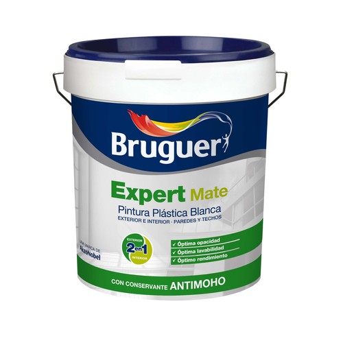 Pintura plástica interior-exterior, blanco mate, BRUGUER Expert, 4L