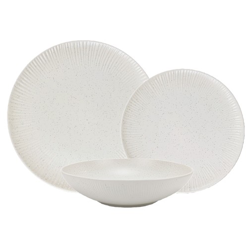 Vajilla 12 piezas de porcelana, relieve beige, ACTUEL