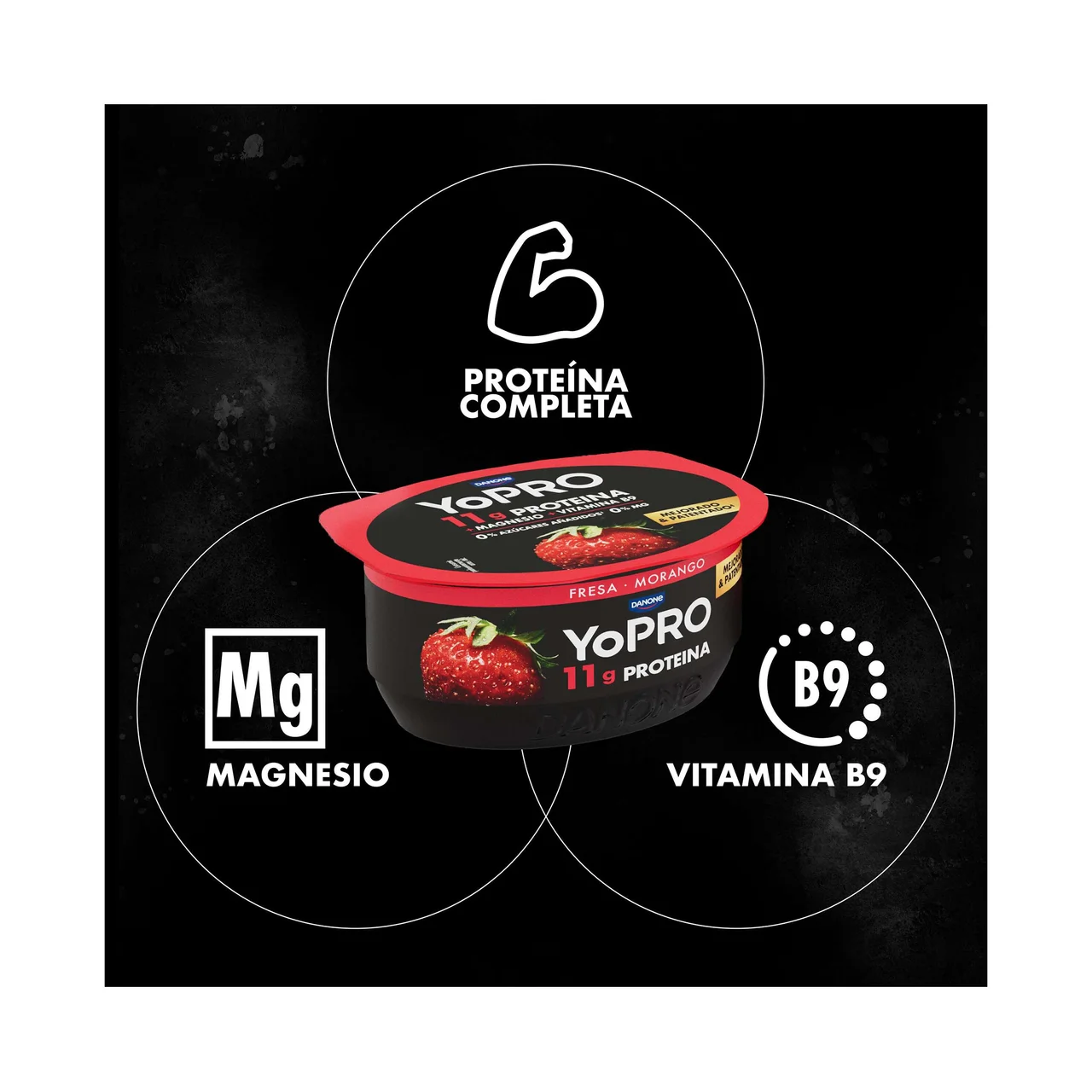 De Danone Leche fermentada desnatada con fresa y alto contenido en proteina 4 x 120 g.
