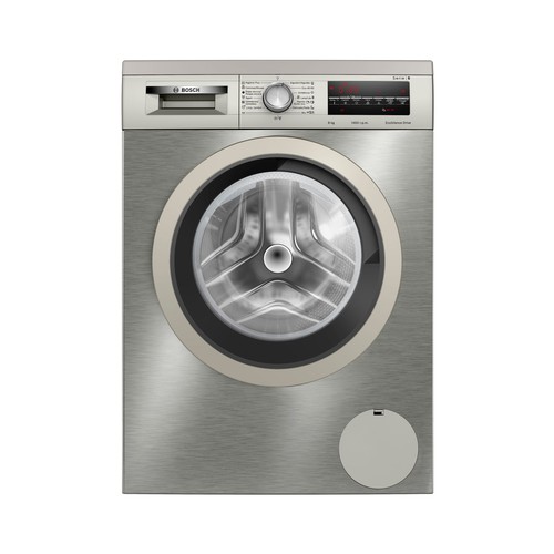 Lavadora BOSCH WUU28T8XES 8KG inox, clasificación energética: A, 1400RPM, H: 84,5cm, A: 59,8cm, F: 59cm.