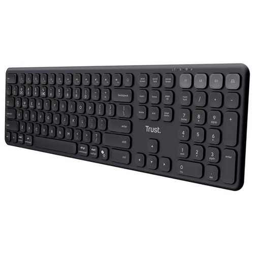 Teclado compacto inalámbrico por bluetooth TRUST Multidevice Vaiya, color negro..