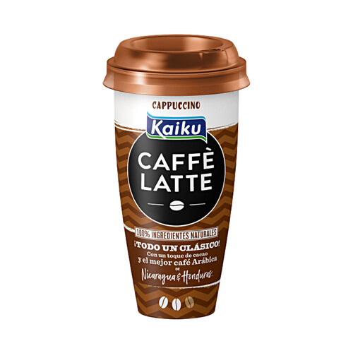 KAIKU Bebida de café Arábica de Nicaragua y Honduras, con un toque de cacao Caffe latte capuccino 230 ml.