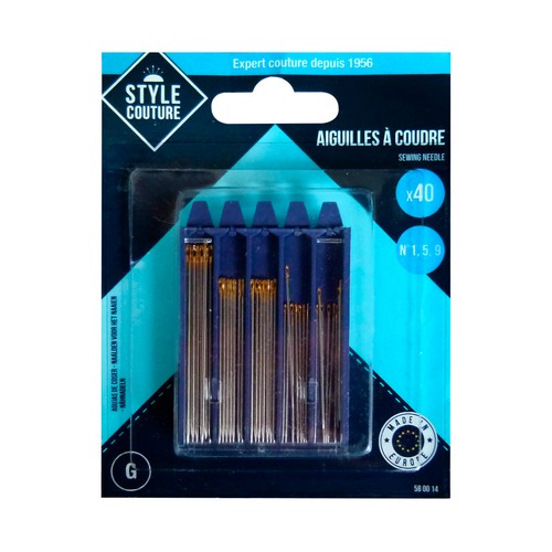 Pack de 40 agujas de coser de diferentes medidas (1, 5 y 9) STYLE.
