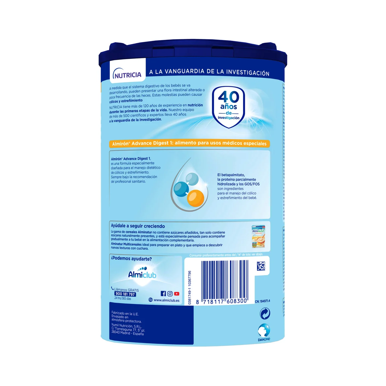 ALMIRÓN Leche de inicio (1) para recién nacido a partir del primer día ALMIRÓN Advance digest 800 g.
