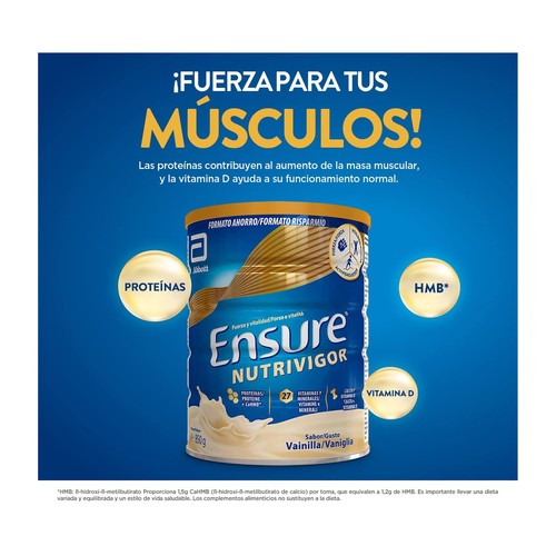 ENSURE Nutrivigor Complemento nutricional que mejora nuestra calidad y salud muscular con sabor a vainilla 850 g.
