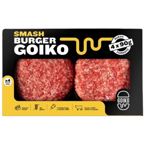 GOIKO Burger meat de vacuno, tipo smash 4 x 90 g.