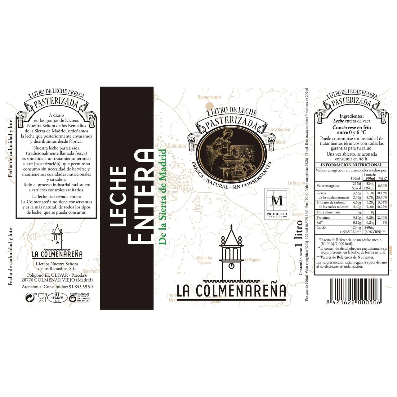 Leche entera fresca 1 l.