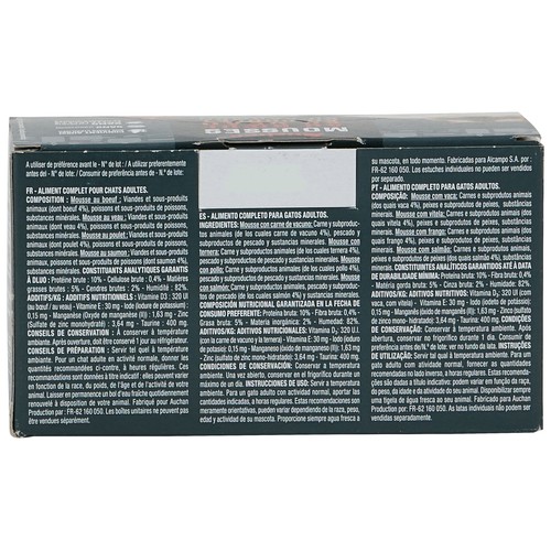PRODUCTO ALCAMPO Comida para gatos húmeda de mousse con carne de vacuno 4 x 85 g.