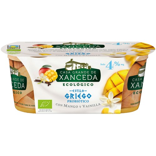 Bífidus de procedencia ecológica con mango y vainilla XANCEDA 2 x 125 g.
