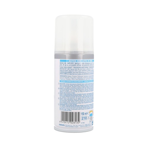 BABARIA Desodorante en spray para pies, sensación talco, 150 ml.