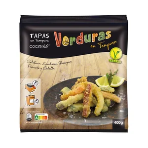 COCINARTE Verduras (calabacín, zanahoria, berenjena, pimiento y cebolla) en tempura 400 g.