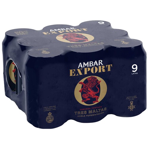 AMBAR EXPORT  Cervezas pack de 9 latas de 33 cl.