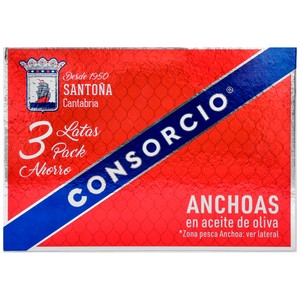 Imagen de CONSORCIO Filetes de anchoa en aceite de oliva CONSORCIO 50 g. pack de 3 uds