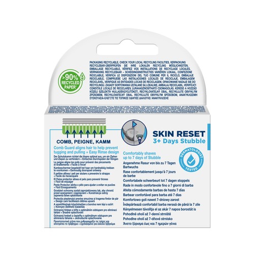 Recambio de cuchillas con 3 hojas para maquinilla de afeitar WILKINSON Hydro comfort skin reset 4 uds.
