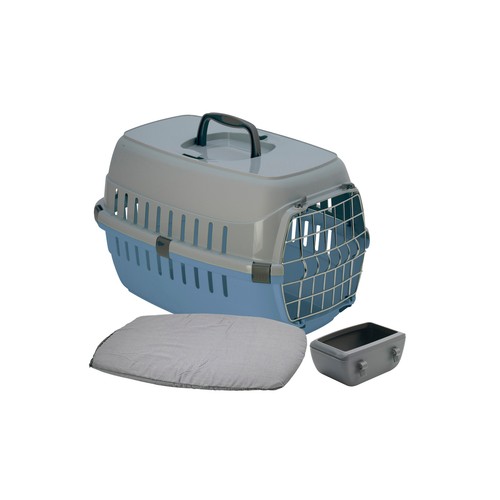 RIGA Pack transportín + comedero + cojín 