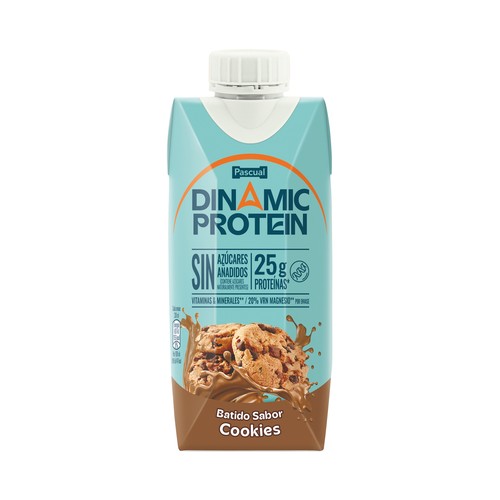 PASCUAL Dinamic protein Batido de cacao con sabor a cookies y alto contenido en proteínas (25 g.) 330 ml.