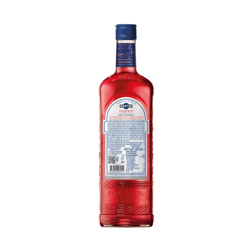 MARTINI Vibrante Aperitivo sin alcohol, afrutado y balanceado con notas de artemisa y bergamota italiana botella 75 cl.