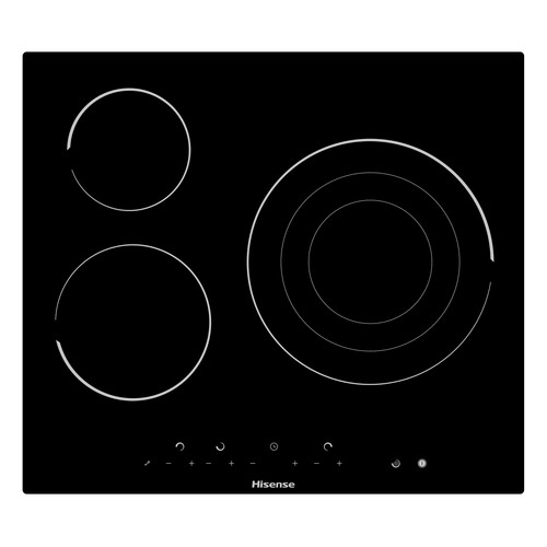 Placa vitrocerámica HISENSE E6322C, 3 zonas de cocción, potencia: 5700W, zona gigante de 30cm, A: 59cm.