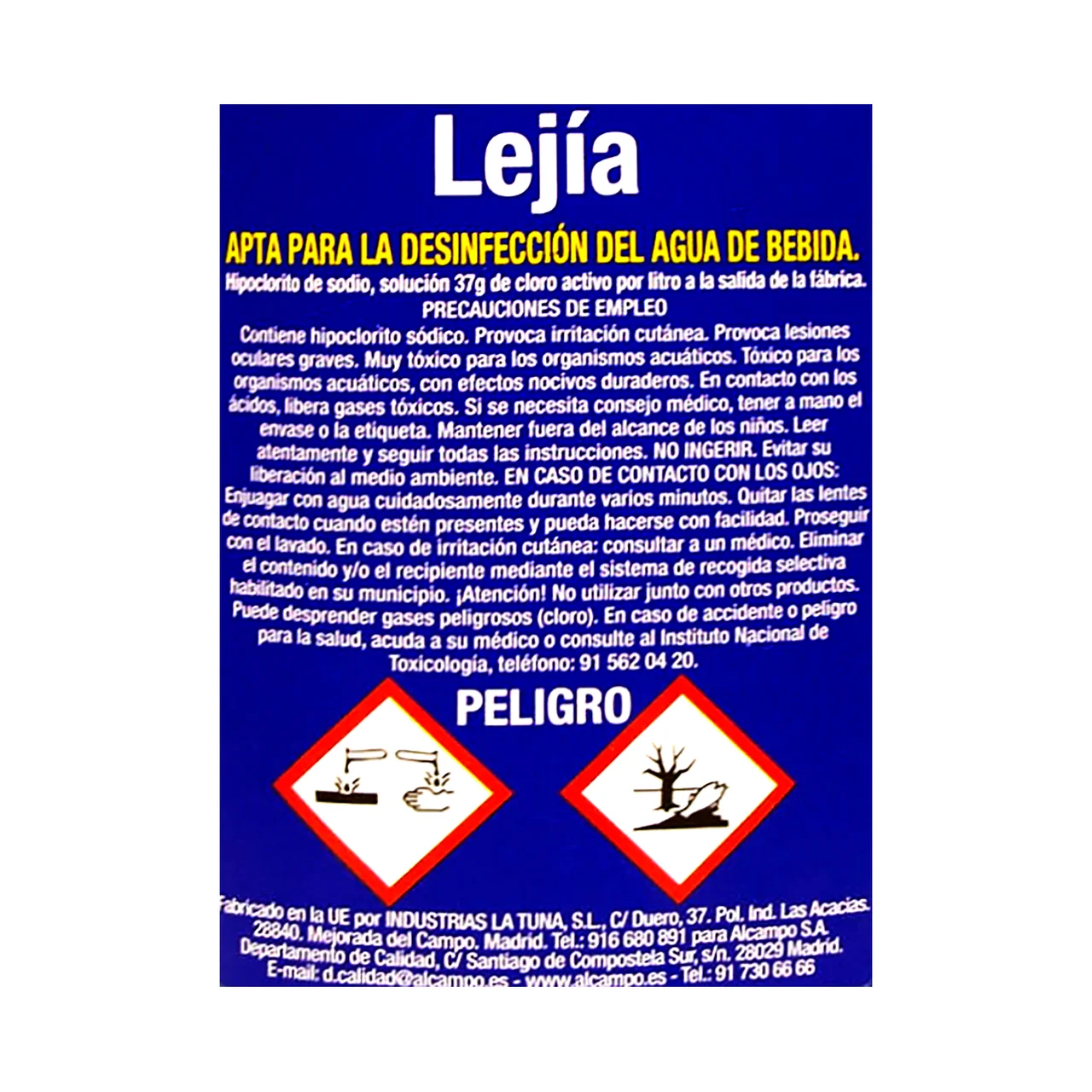 PRODUCTO ALCAMPO Lejía desinfección total 2 l.