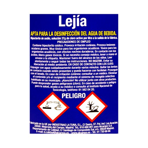 PRODUCTO ALCAMPO Lejía desinfección total 2 l.