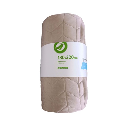 Colcha de microfibra color beige para cama individual, 180x220cm. ACTUEL