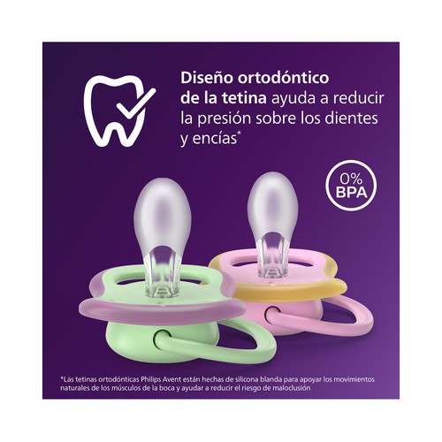 AVENT Ultra air de Philips Chupetes de 6 a 18 meses, con tetina con diseño ortodóntico 2 uds.