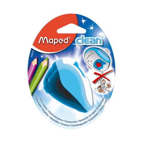 Sacapuntas con 2 agujeros con cierre automático y apertura mediante la presión del lápiz MAPED.