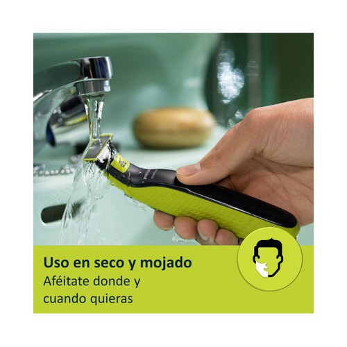 PHILIPS Oneblade 360_cara Maquinilla que recorta, perfila y afeita cualquier longitud de barba.