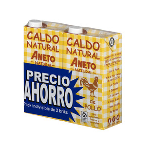 Imagen de ANETO Caldo de pollo natural pack 2 uds. 1l.