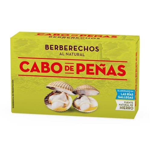CABO DE PEÑAS Berberechos al natural, lata de 63 g.