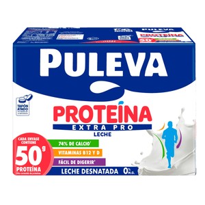 PULEVA Proteína extra pro Leche de vaca desnatada, sin lactosa, con un alto contenido en proteínas 6 x 1 l.