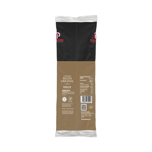 PALACIOS Chorizo dulce receta original, especial para picoteo PALACIOS 450 g.