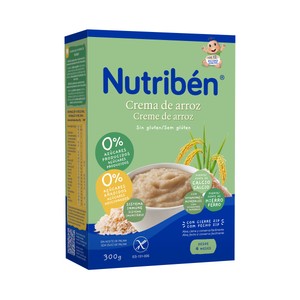 NUTRIBÉN Papilla en polvo de crema de arroz, a partir de 4 meses 300 g.